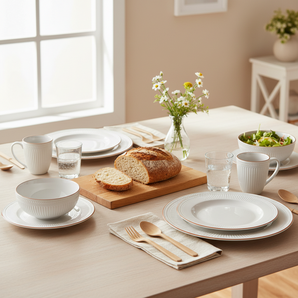 Cookinglife Serviesset Stratton 30-delig / 6 personen - 6 dinerborden, 6 ontbijtborden, 6 diepe borden, 6 kommen en 6 mokken