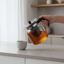 Cookinglife Theepot Borosilicaat Glas 1.5 Liter - met Kunststof Theefilter
