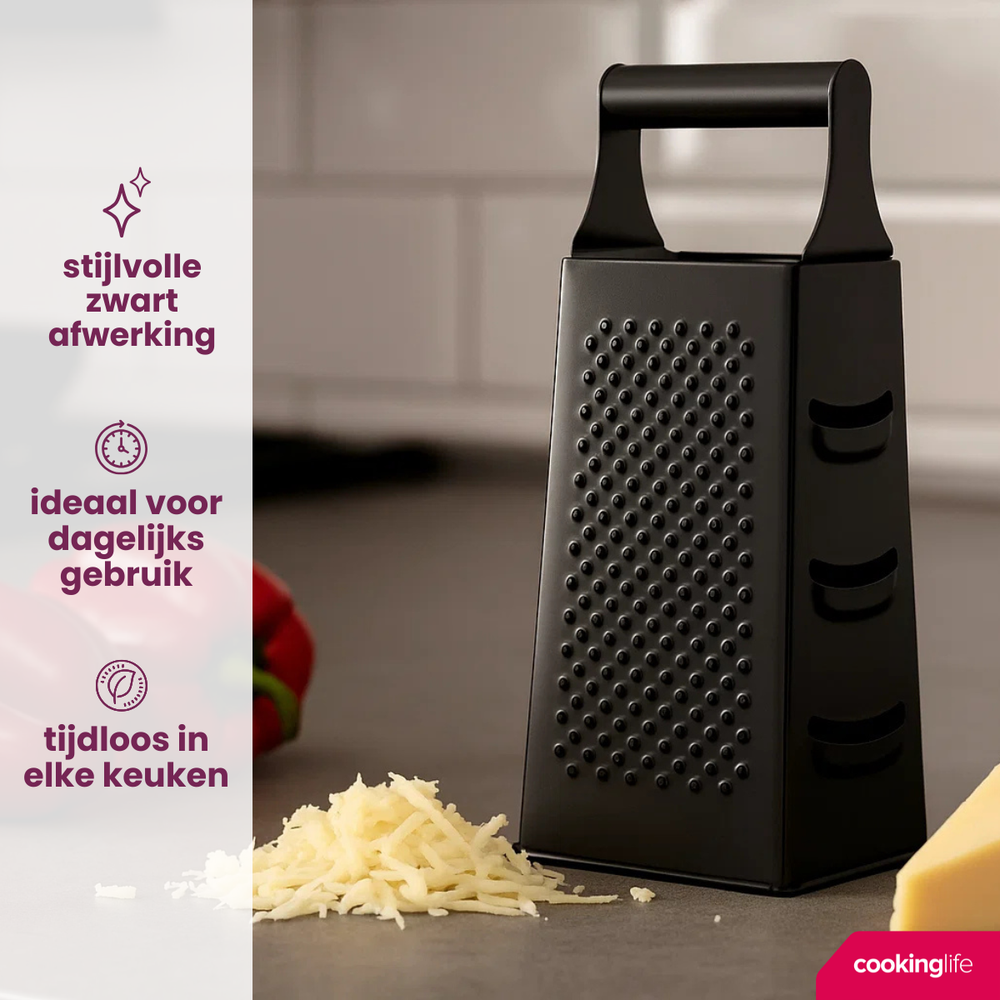 Cookinglife Torenrasp - Rasp Vierzijdig - Zwart - 8 x 11 x 24 cm