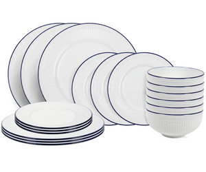Cookinglife Serviesset Whitmore 18-delig / 6 personen - 6 dinerborden, 6 ontbijtborden en 6 kommen