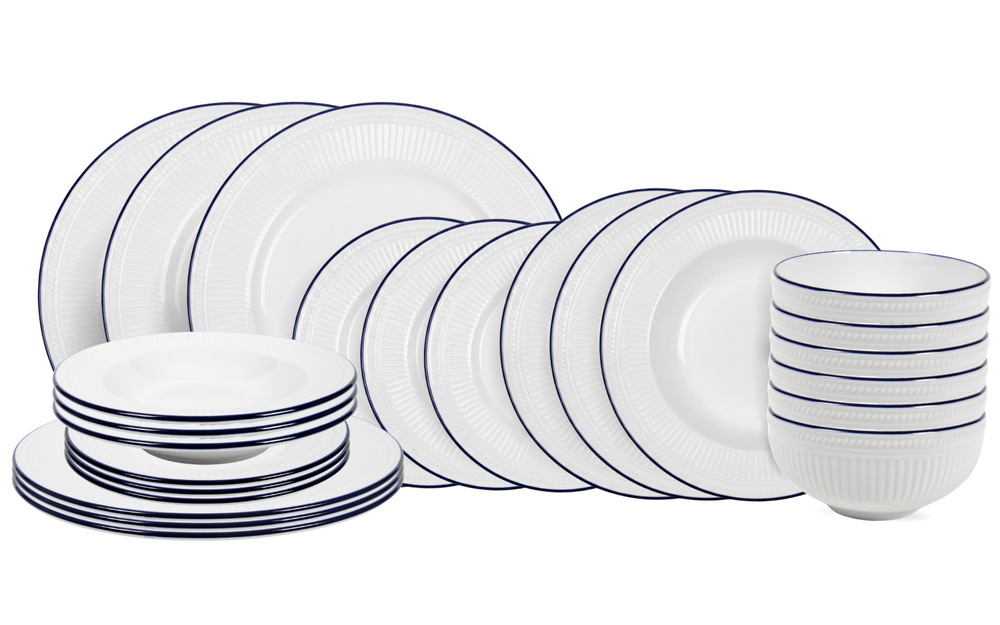 Cookinglife Serviesset Whitmore 24-delig / 6 personen - 6 dinerborden, 6 ontbijtborden, 6 diepe borden en 6 kommen