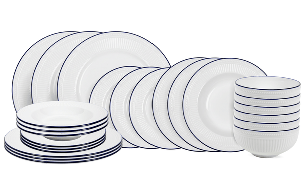 Cookinglife Serviesset Whitmore 24-delig / 6 personen - 6 dinerborden, 6 ontbijtborden, 6 diepe borden en 6 kommen
