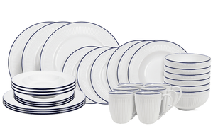 Cookinglife Serviesset Whitmore 30-delig / 6 personen - 6 dinerborden, 6 ontbijtborden, 6 diepe borden, 6 kommen en 6 mokken