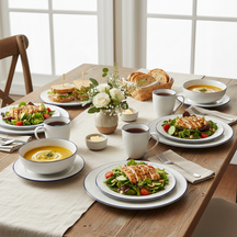 Cookinglife Serviesset Whitmore 30-delig / 6 personen - 6 dinerborden, 6 ontbijtborden, 6 diepe borden, 6 kommen en 6 mokken