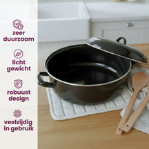 Cookinglife Braadpan met deksel - Emaille - Cooking - ø 28 cm / 6 Liter - geëmailleerde anti-aanbaklaag