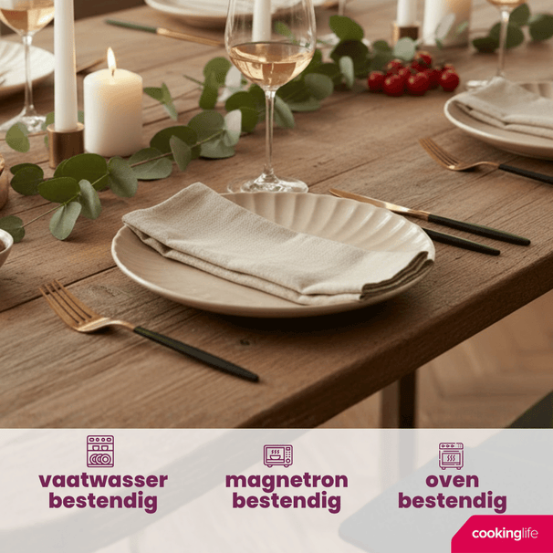Cookinglife Dinerborden Cardida Beige ø 26 cm - 6 Stuks
