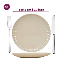 Cookinglife Ontbijtborden / Dessertborden Cardida Beige ø 19.5 cm - 6 Stuks