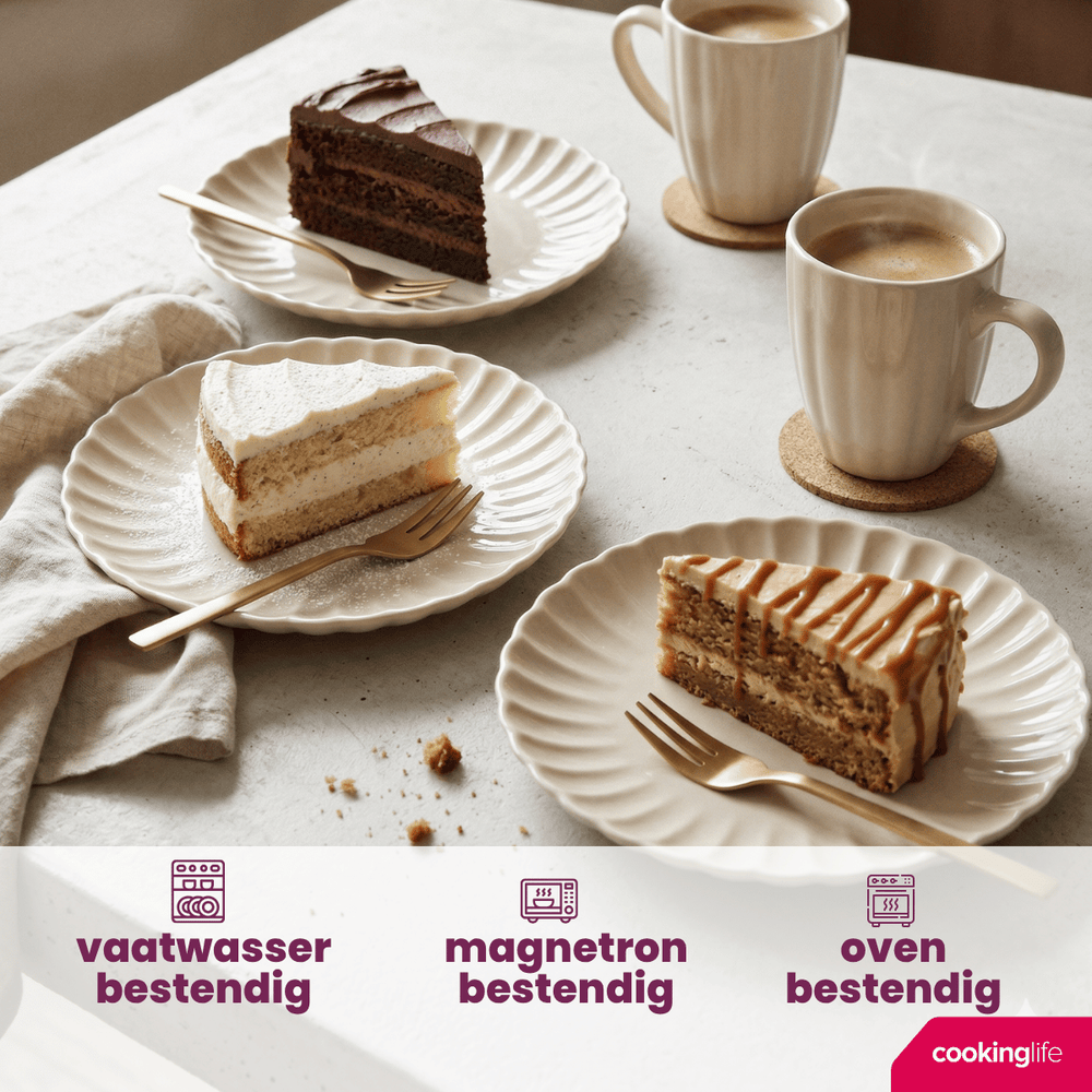 Cookinglife Ontbijtborden / Dessertborden Cardida Beige ø 19.5 cm - 6 Stuks