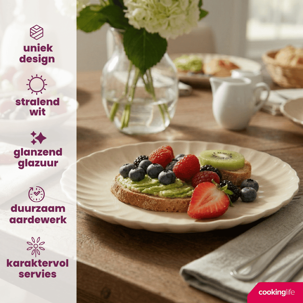 Cookinglife Ontbijtborden / Dessertborden Cardida Beige ø 19.5 cm - 6 Stuks
