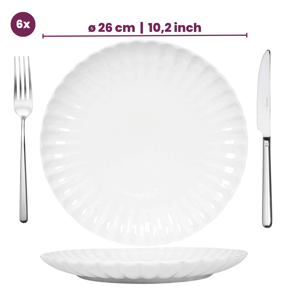 Cookinglife Dinerborden Cardida Off White ø 26 cm - 6 Stuks