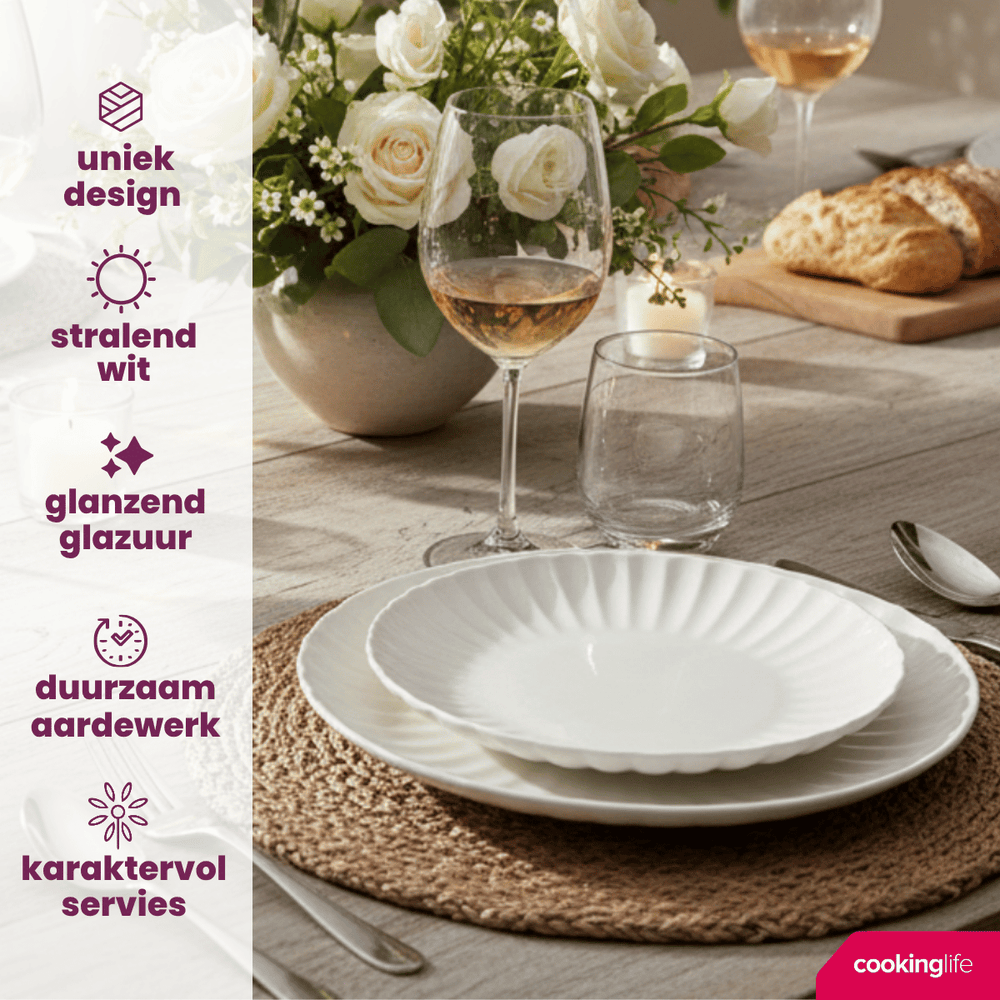 Cookinglife Dinerborden Cardida Off White ø 26 cm - 6 Stuks