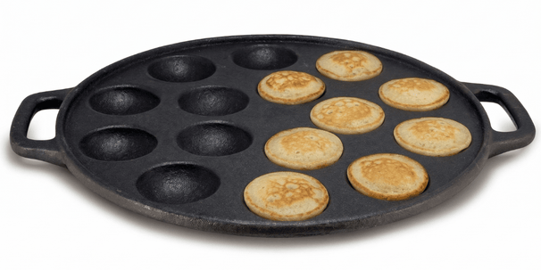 Cookinglife Poffertjespan - Gietijzer - ø 24 cm - 15 poffertjes - zonder anti-aanbaklaag - geschikt voor alle warmtebronnen