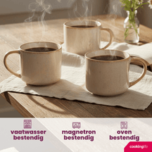 Cookinglife Koffiemokken Serene Zand 330 ml - Aardewerk - 4 stuks