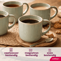 Cookinglife Koffiemokken Serene Green 330 ml - Aardewerk - 4 stuks
