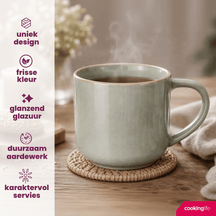 Cookinglife Koffiemokken Serene Green 330 ml - Aardewerk - 4 stuks