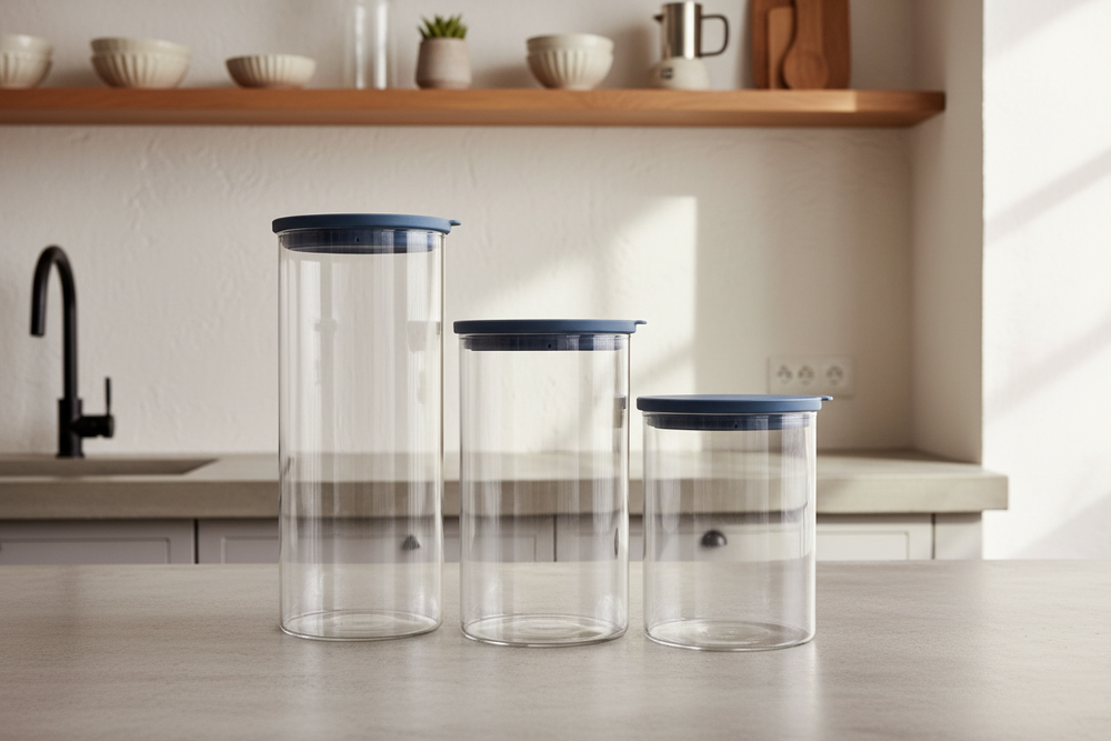 Cookinglife Voorraadpotten set - Glas - ø 13 cm - 1.5 / 1.9 / 2.5 Liter - 3 stuks