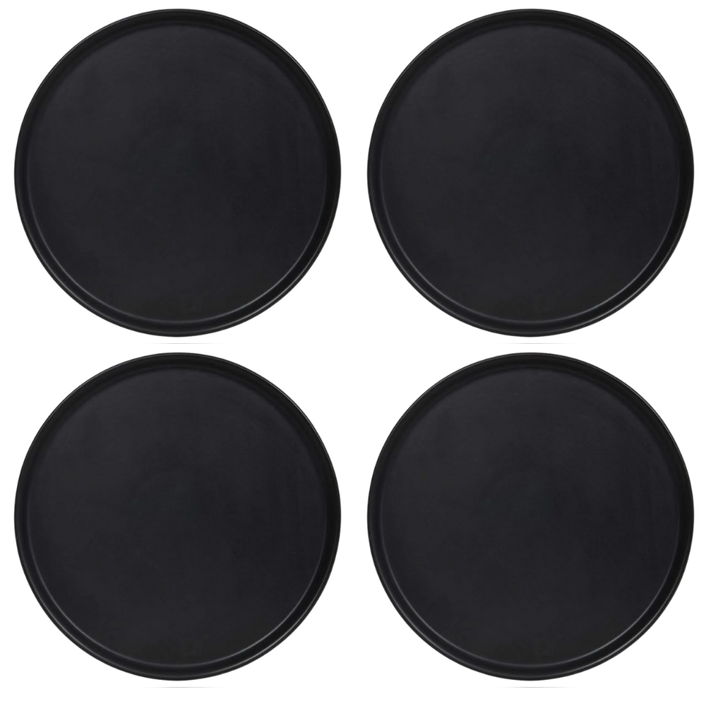 Cookinglife Pizzaborden Aardewerk Zwart Ø 30 cm - Set van 4 Vaatwasserbestendig