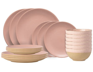 Costa Nova Serviesset Arenito Mauve Rose 18-delig / 6 personen - 6 dinerborden, 6 ontbijtborden & 6 kommen