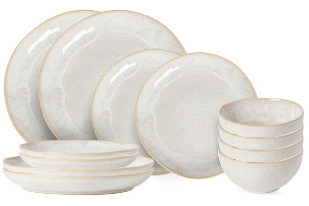 Costa Nova Serviesset Casafina Eivissa Sand Beige 12-delig / 4 personen - 4 Dinerborden, 4 Ontbijtborden & 4 Kommen