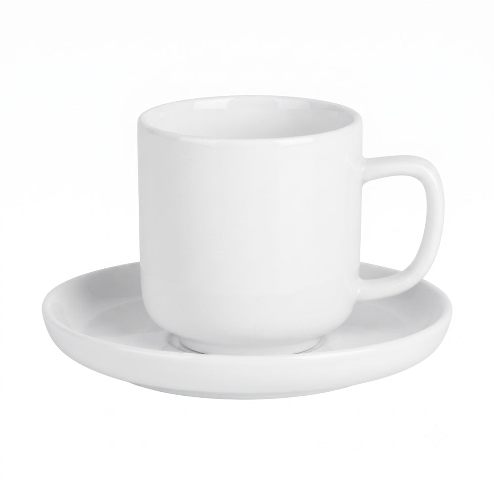 Cosy & Trendy Espressokopjes met Schotels Moon White 90 ml - 4 stuks