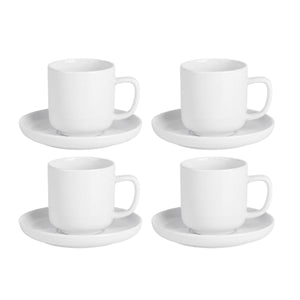 Cosy & Trendy Espressokopjes met Schotels Moon White 90 ml - 4 stuks