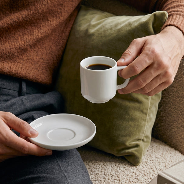 Cosy & Trendy Espressokopjes met Schotels Moon White 90 ml - 4 stuks