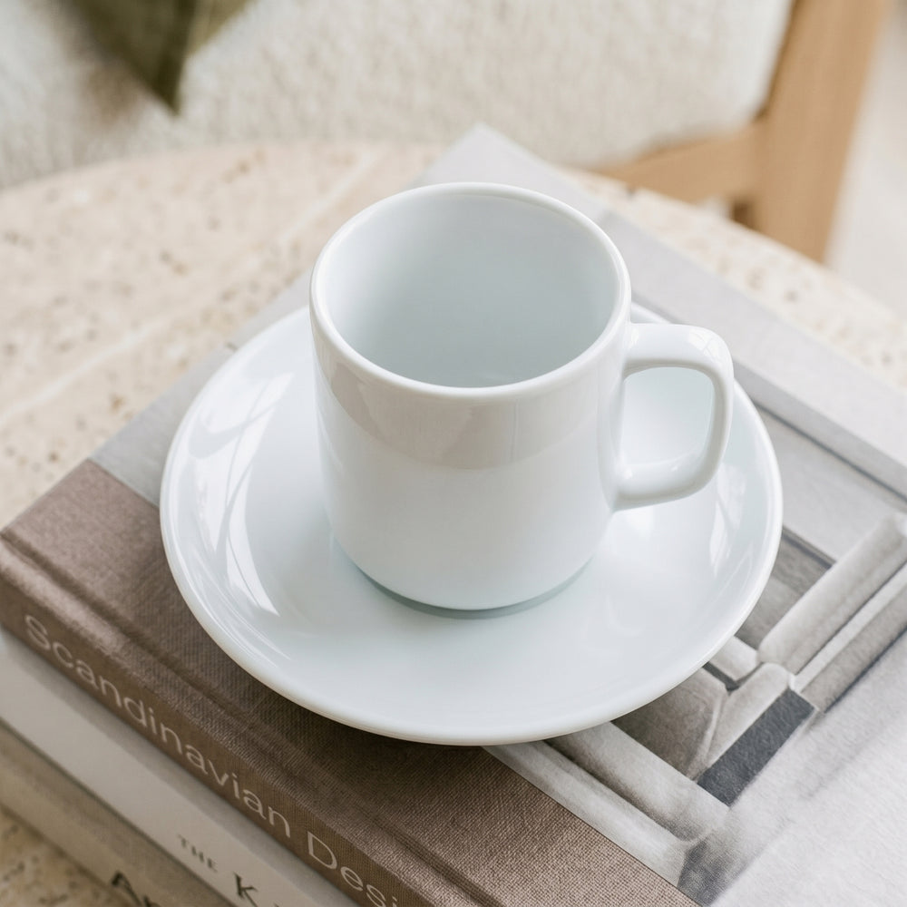Cosy & Trendy Espressokopjes met Schotels Moon White 90 ml - 4 stuks