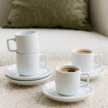 Cosy & Trendy Espressokopjes met Schotels Moon White 90 ml - 4 stuks