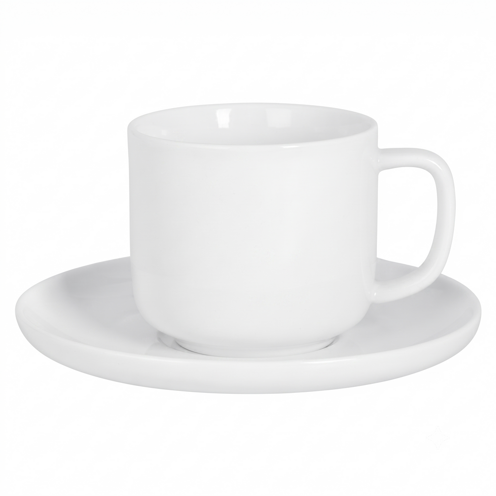 Cosy & Trendy Koffiekopjes met Schotels Moon White 200 ml - 4 stuks