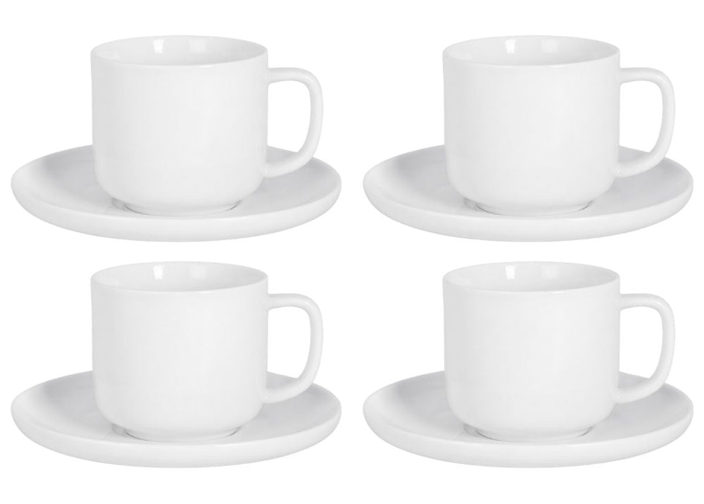 Cosy & Trendy Koffiekopjes met Schotels Moon White 200 ml - 4 stuks