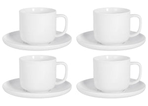 Cosy & Trendy Koffiekopjes met Schotels Moon White 200 ml - 4 stuks
