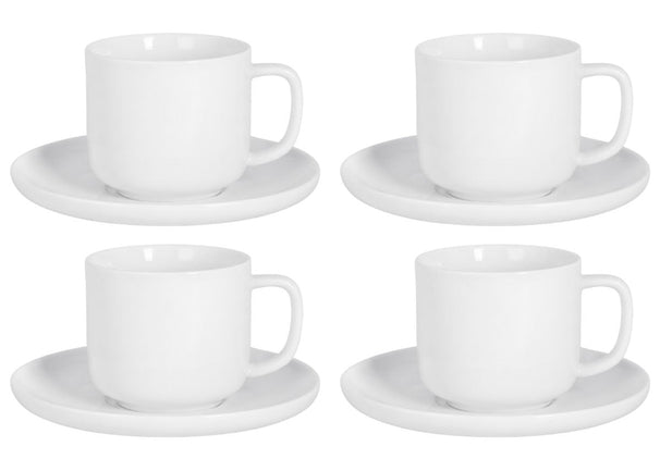 Cosy & Trendy Koffiekopjes met Schotels Moon White 200 ml - 4 stuks