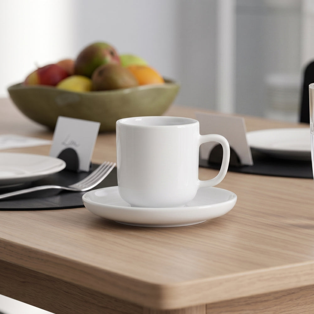 Cosy & Trendy Koffiekopjes met Schotels Moon White 200 ml - 4 stuks