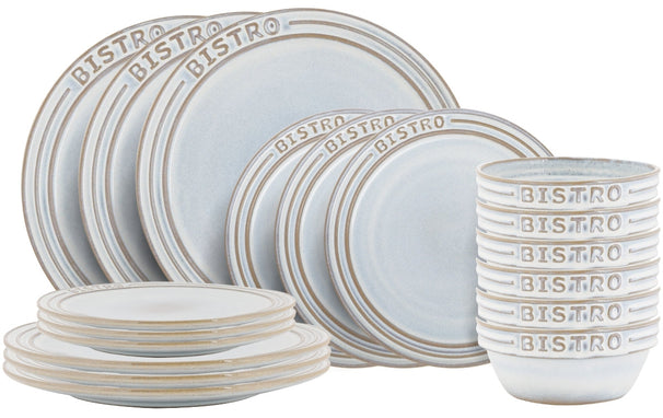 Cosy & Trendy Serviesset Bistro Vintage White 18-delig / 6 personen - 6 dinerborden, 6 ontbijtborden & 6 kommen