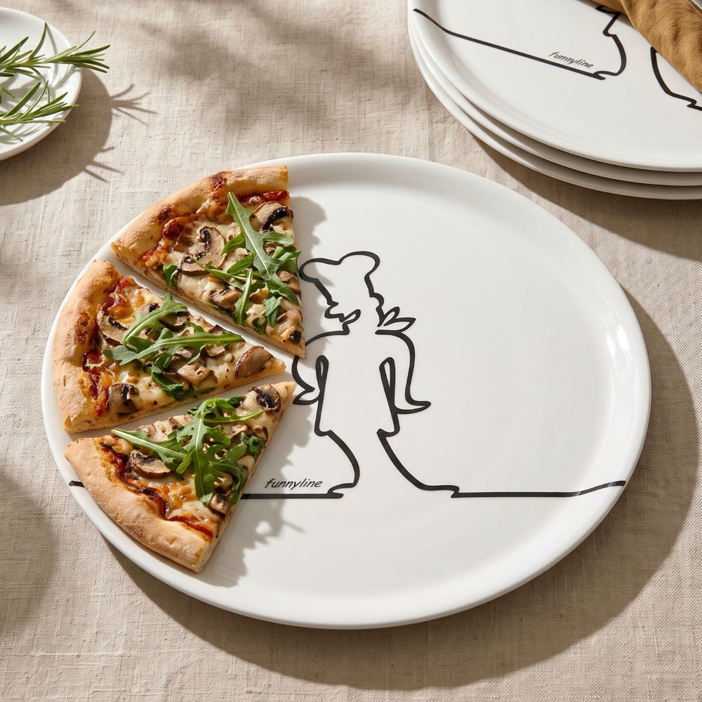 Cosy & Trendy Pizzaborden Funnyline Zwart / Wit - ø 31 cm - 6 stuks