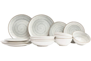 Cosy & Trendy Serviesset Sintra Dusty Blue 16-delig / 4 personen - 4 dinerborden, 4 ontbijtborden, 4 diepe borden en 4 kommen