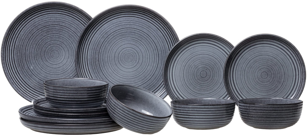 Cosy & Trendy Serviesset Kentucky Grey 12-delig / 4 personen -  4 dinerborden, 4 ontbijtborden en 4 kommen