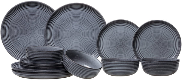 Cosy & Trendy Serviesset Kentucky Grey 12-delig / 4 personen -  4 dinerborden, 4 ontbijtborden en 4 kommen