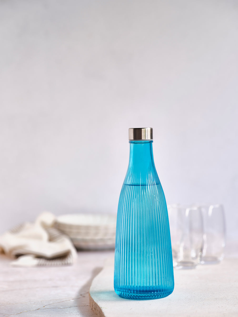 Cosy & Trendy Karaf / Waterkaraf Atla - met RVS Dop - Glas - Azure Blue - 1 liter