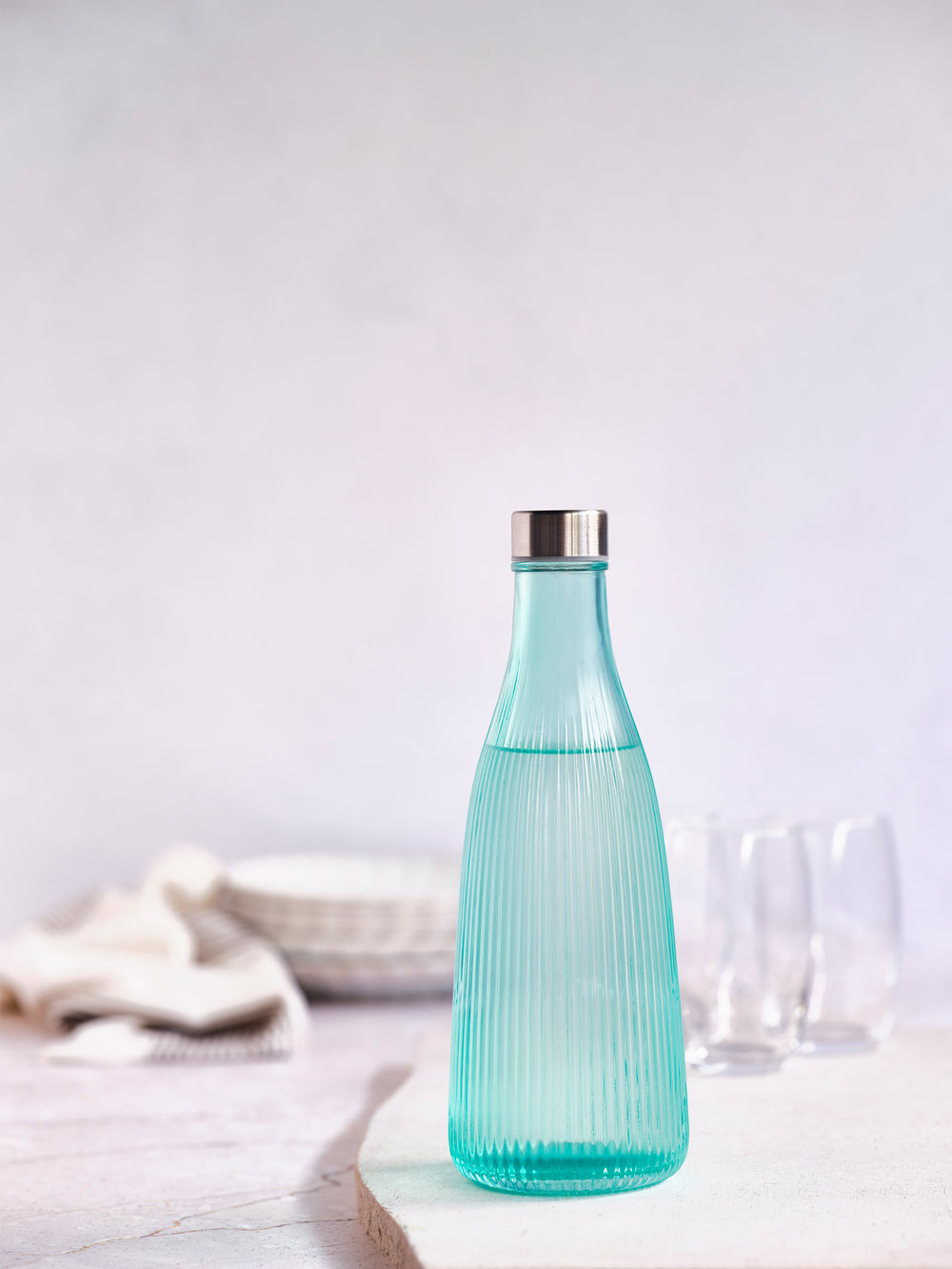 Cosy & Trendy Karaf / Waterkaraf Atla - met RVS Dop - Glas - Mineral Green - 1 liter