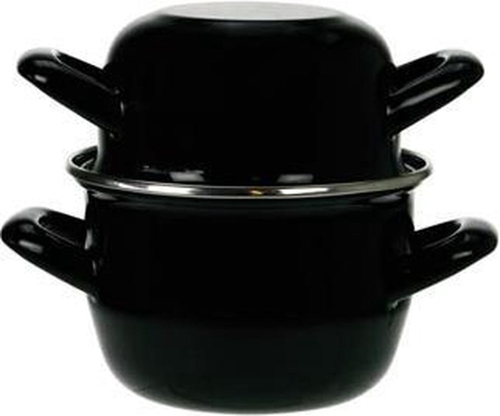 Cosy & Trendy Mosselpan - Emaille - Inductie geschikt - Zwart - ø 18 cm / 2.8 liter - geëmailleerde anti-aanbaklaag