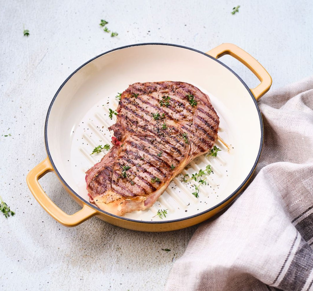 Cosy & Trendy Grillpan Fontestic Gietijzer Amber Gold Ø 28 cm - geschikt voor alle warmtebronnen - geëmailleerde anti-aanbaklaag