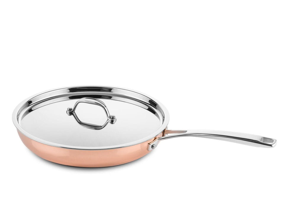DUCQ Pannenset Koper 6-Delig - Kookpan ø 20, 20, 24 cm & Steelpan ø 16 cm & Braadpan ø 28 cm & Koekenpan ø 26 cm + Deksels
