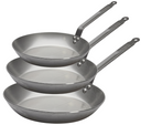 De Buyer Koekenpannenset Lyonnaise Carbone Plus 3-delig - Plaatstaal - ø 20, 24 & 28 cm - zonder anti-aanbaklaag