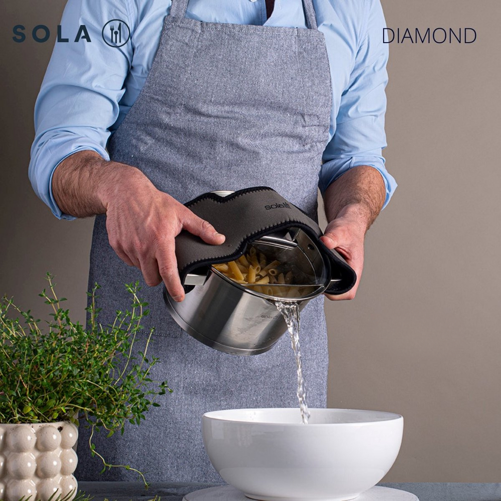 Sola Pannenset Diamond 5-Delig RVS - Downdraft geschikt - Kookpan ø 16, 18, 20, 24 cm & Steelpan ø 16 cm - geschikt voor alle warmtebronnen