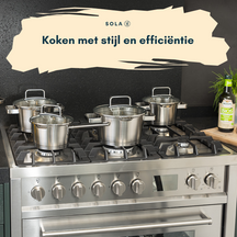 Sola Pannenset Diamond 5-Delig RVS - Downdraft geschikt - Kookpan ø 16, 18, 20, 24 cm & Steelpan ø 16 cm - geschikt voor alle warmtebronnen