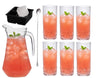 Cocktailset Dolle Mina - Karaf 1.6 L met 6 Longdrinkglazen 490 ml, Cocktaillepel & IJsblokjesvorm