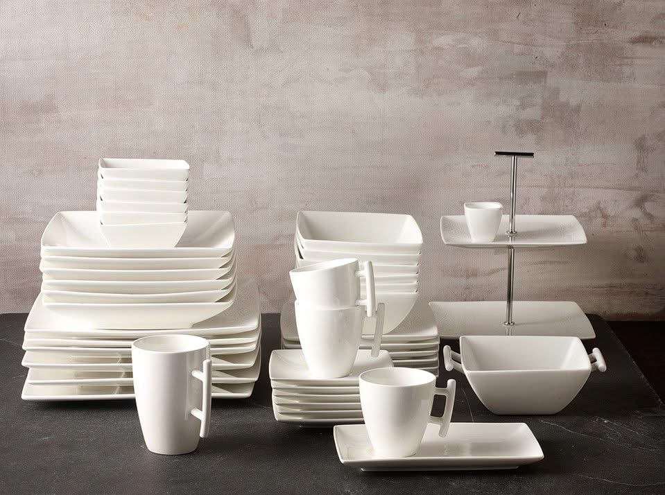 BonBistro Petitfour Bordjes Yong Squito 10 x 10 cm - Wit - 6 stuks