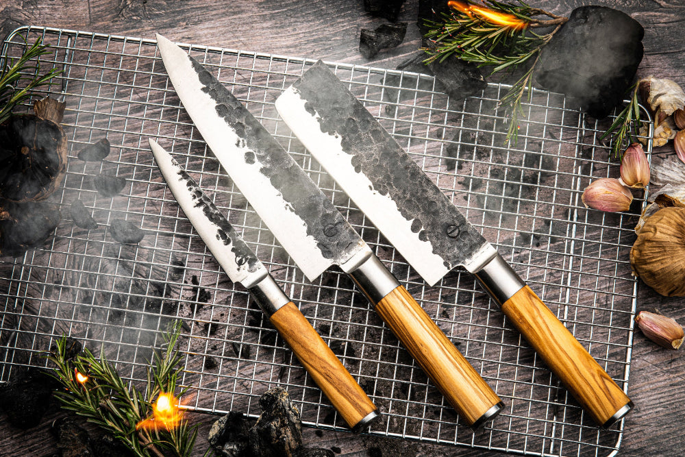 Forged Messenset Olive - 3 - delig - Koksmes, Hakmes en Universeel mes