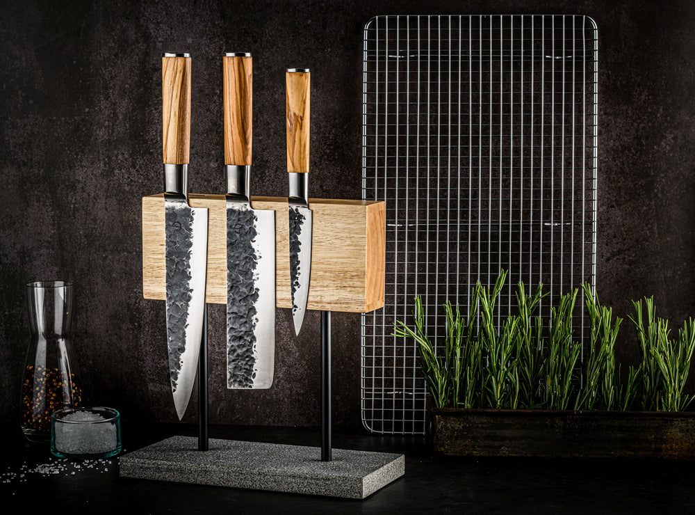 Forged Messenset Olive - 3 - delig - Koksmes, Hakmes en Universeel mes